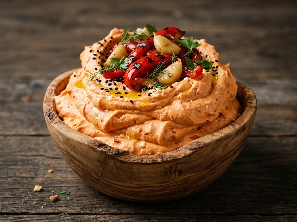 Kruidige fetacrème met rode ui en paprika