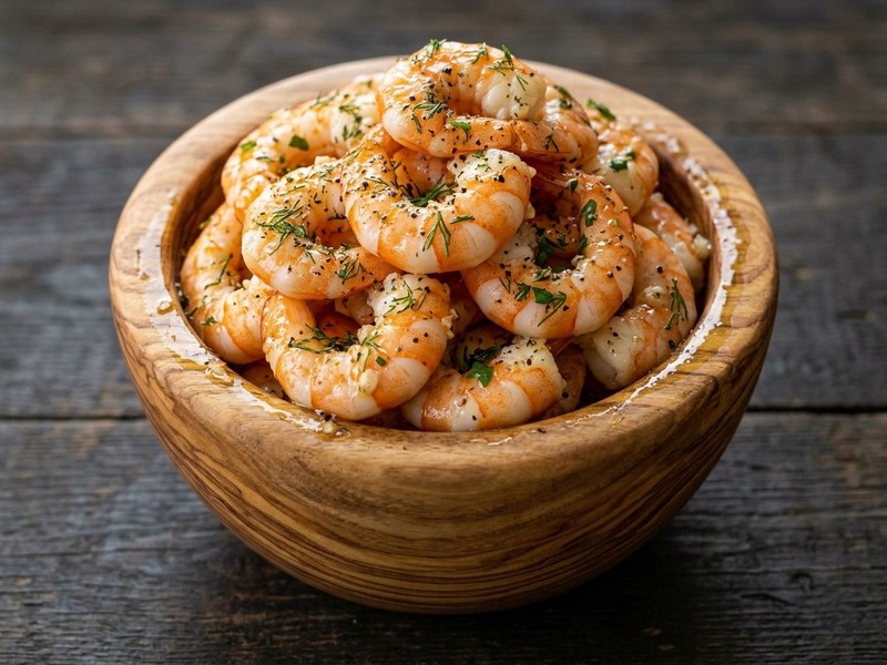 Surimi-garnalen in knoflook en kruidenolie
