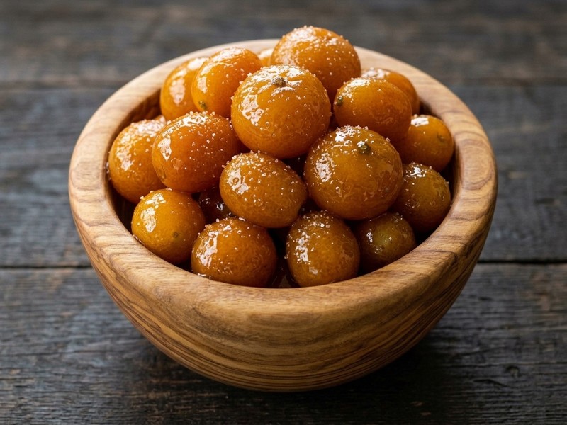 Gekonfijte mini-sinaasappeltjes (kumquat)