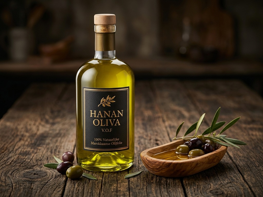 Ambachtelijke Marokkaanse Olijfolie (Fles met Hanan Oliva-zegel)